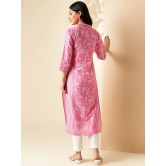 Vbuyz Cotton Printed Front Slit Womens Kurti - Pink ( Pack of 1 ) - None