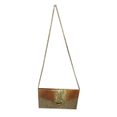 Apnav Golden Jute Clutch With Sling Chain