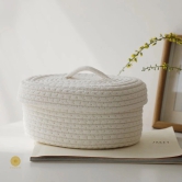 Oval Jute Multipurpose Basket-White