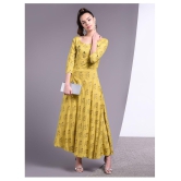 Doriya - Yellow Rayon Women's Flared Kurti - XXL