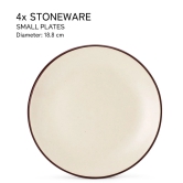 Reactive Handpainted Premium Ceramic 4 Small Plates | Quarter Plates | Stoneware | Microwave and Dishwasher Safe | Pack of 4 | Off White