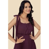 Glomee Crepe Solid Midi Womens Fit & Flare Dress - Mauve ( Pack of 1 ) - None