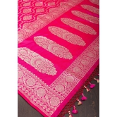 Pink Dual tone Pure Katan Silk Banarasi Saree with Persian Trellis Jaal Weave | SILK MARK CERTIFIED