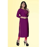 haya fashion - Magenta Rayon Womens Straight Kurti ( Pack of 1 ) - None