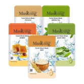 Masking Beauty Potato Green Tea Honey Aloe Vera Rice Face Sheet Mask 100 ml Pack of 5