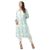 Pravia Lucknowi Chikankari Premium Very Fine Hand Embroidered MUL MUL Cotton Long Kurti with Quersia Lace, Peach Colour