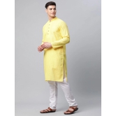 Jompers Mens Embroiderd Kurta Pajama-S / Yellow