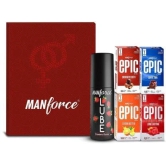 MANFORCE Epic Love Redbox  4 Epic Condoms + 1 Lubricant Gel | Gift for Romantic Ones Condom  (Set of 5  40 Sheets)