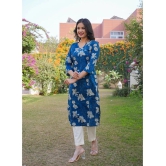 Vbuyz Cotton Printed Angrakha Womens Kurti - Blue ( Pack of 1 ) - None