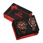 Septem Brown Leather Analog Couples Watch