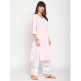 Queenley - Pink Cotton Women's Straight Kurti ( Pack of 1 ) - XL