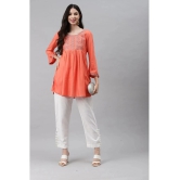 HIGHLIGHT FASHION EXPORT - Peach Rayon Womens A-line Kurti ( Pack of 1 ) - L