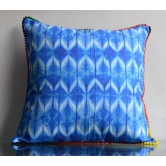 Tie Dye Pattern Indigo Blue Colour Cotton Cushion Cover - 16x16 Size