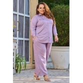 PrettyPlus by Desinoor.com Lavender Solid Palazzo Top Set - None