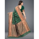 Om Shantam Sarees - Green Art Silk Saree With Blouse Piece ( Pack of 1 ) - Green