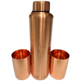 Dynore - Copper plated glass & bottle set Copper Water Bottle 950, 300 mL ( Set of 3 ) - Copper