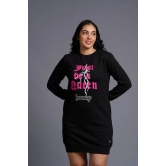 I m Queen Printed Black Sweatdress for Women M