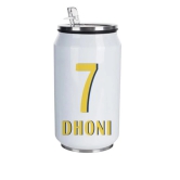 Indigifts Dhoni Coffee Tumbler With Lid And Straw 350 ML|Insulated Steel Sipper Can For Travel|Cold & Hot Beverages|Dent & Scartch Proof|Safe for Kids|MULTI|