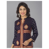 Frionkandy - Navy Rayon Womens Straight Kurti - S