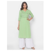 Globus - Green Cotton Women''s Straight Kurti - M