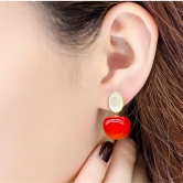 Red Cherry Earrings with Pearl Accents For Women & Girls - Design 6