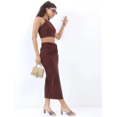 Ketch Burgundy Solid Skirt Top Set - None