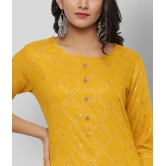 KIPEK - Yellow Rayon Womens Straight Kurti - S