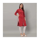 Glito Cotton Blend Checks Front Slit Womens Kurti - Red ( Pack of 1 ) - None