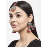 Pujvi Fashions Red Bahubali Earring Set