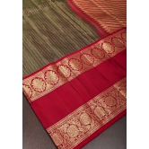 Preorder-Exquisite Green Kanjivaram Pure Silk Saree with zari checks  and 11” spectacular borders  | SILK MARK CERTIFIED