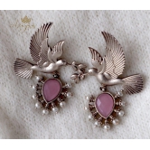 Azayaa World Pink Charming love bird earring