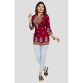 Meher Impex Crepe Printed A-line Womens Kurti - Red ( Pack of 1 ) - None