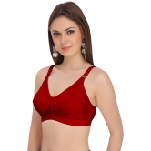 Eves Beauty Women Full Coverage Non Padded Bra-30C / Red / Cotton Blend