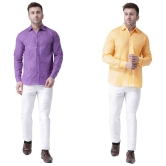 KLOSET By RIAG 100% Cotton Regular Fit Solids Full Sleeves Men's Casual Shirt - Yellow ( Pack of 2 ) - None