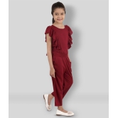 Kids Cave - Maroon Rayon Girls Jumpsuit ( Pack of 1 ) - None