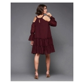 Miss Chase Polyester Embellished Above Knee Womens Fit & Flare Dress - Wine ( Pack of 1 ) - None