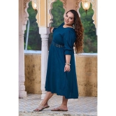 PrettyPlus by Desinoor.com Rayon Solid Midi Womens Fit & Flare Dress - Teal ( Pack of 1 ) - None