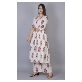 MAUKA - Pink White Frock Style Cotton Womens Stitched Salwar Suit ( Pack of 1 ) - 5XL