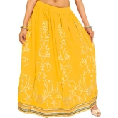 Daffodil Printed Long Skirt with Embellished Patch Border