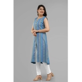 Parastri Cotton Striped Front Slit Womens Kurti - Blue ( Pack of 1 ) - None