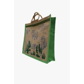 PALAK SAXENA Jute Bag for Shopping - Printed Jute Bag | Eco Friendly Bags for Shopping - Cute & Quirky Collection (Tortoise, Fish - Green)