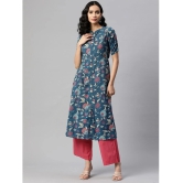 Vbuyz - Sea Green Cotton Womens Front Slit Kurti ( Pack of 1 ) - None