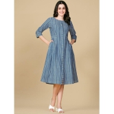 Glomee - Blue Cotton Women''s A-line Dress ( Pack of 1 ) - None