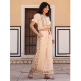 Juniper Beige Embroidered Palazzo Top Set - None