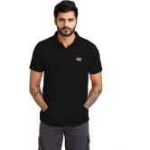 Men Solid Polo Neck Polyester Black T-Shirt