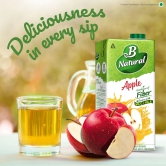 B Natural Apple Juice, Goodness Of Fiber, Vitamin C & E, Made With 100% Fruit Pulp And 0% Concentrate, 1 L