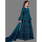 Apnisha Teal Flared Net Womens Semi Stitched Ethnic Gown ( Pack of 1 ) - None