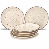 Handcrafted Reactive Glaze Ceramic Dinner Plates, 6 Pieces Serving for 6, Microwave and Dishwasher Safe, Bone-ash Free, Full Plate Set Crockery for Dining and Gifting, Begie