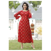 Doriya - Red Rayon Womens Flared Kurti - XXL