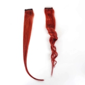 RefynHair - 100% Natural Human Hair Extensions Wigs | Burgundy Red Color Streax | 16 Inches | Pack of 4 | Streaks Highlighter For Women And Girls | Rainbow Color Hair Extensions for Festival Party